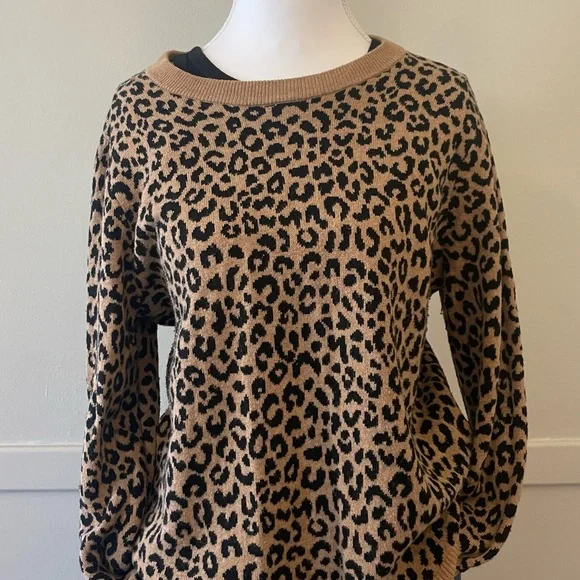 a new day Tan and Black Leopard Print Sweater - Picture 1 of 4